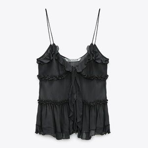 Zara Black Ruffled Camisole